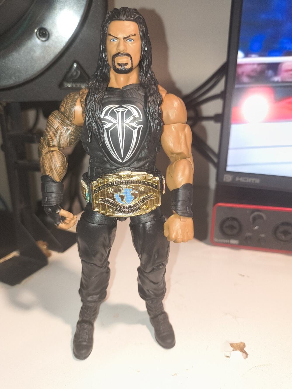 wwe elite roman reigns shield With Intercontinental Championship Belt